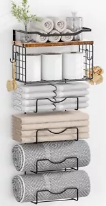 Towel Racks for Bathroom,Towel Rack Wall Mounted, 6 Tier Rolled Or Folded Towel - Picture 1 of 7