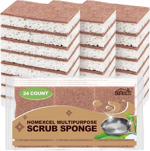 Spugne Scrub Naturali Cucina Confezione da 24, Spugne Pulizia Antigraffio per Piatti, - Foto 1 di 9