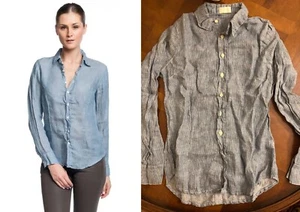 CP Shades Marissa Railroad Stripe Top Wash buttons pleat Long sleeves NEW Shirt - Picture 1 of 11