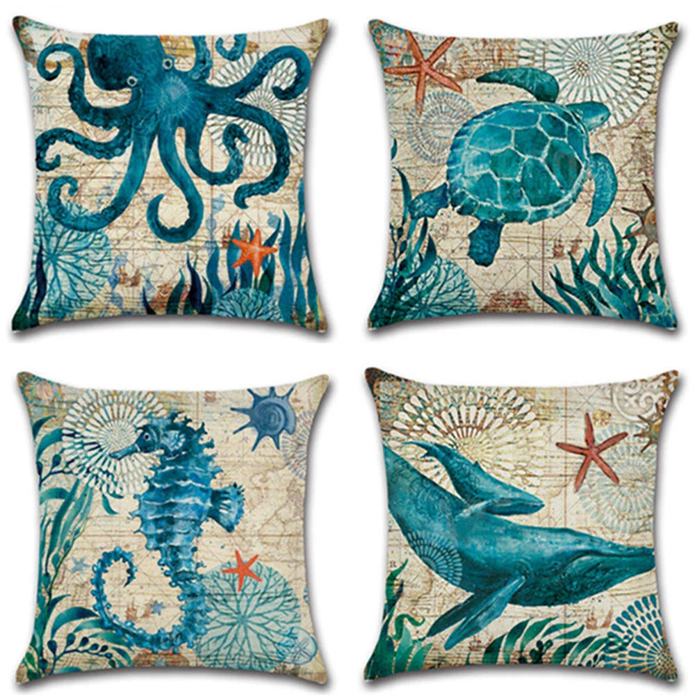 AOYEGO Vintage Fish Throw Pillow Cover - 12x20 Inch Cotton Linen, Double-Sided Print (Insert Not Included) - View #3