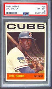 1964 Topps #29 LOU BROCK HOF Chicago Cubs PSA 8 NM-MT HIGH END! - Picture 1 of 2