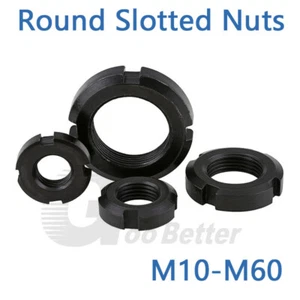 M10-M60 Retaining Four-Slot Slotted Round Nuts Steel Zinc Plated Locknut GB812 - Picture 1 of 10