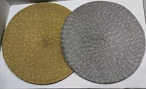 Silver Placements Set Of 6 - Three Gold And Three Silver Round 15.5" New - Picture 1 of 4