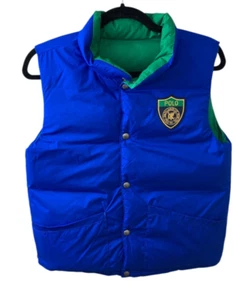 Polo Ralph Lauren Goose Down Puffer Vest -Reversible Youth M (10-12) Preppy Logo - Picture 1 of 6