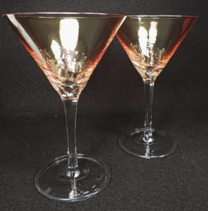 6er Set PIER 1 Bernstein / Gold Glanz (Crackle Glas) Martini Gläser (Neuwertig) - Bild 1 von 5