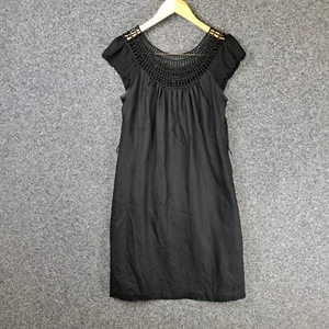 Witchery Womens Dress Size 8 Black 100% Linen Lace A-Line - Picture 1 of 9