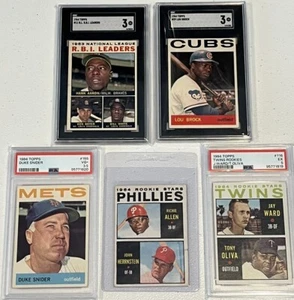 1964 Topps lot R Allen #243 RC, SGC 3 Lou Brock & RBI Ldr PSA 5 Oliva 3.5 Snider - Picture 1 of 12