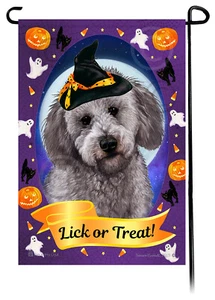 Halloween Garden Flag - Grey Labradoodle - Picture 1 of 1