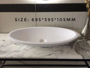 695*395*105 SOLID SURFACE Oval HAND WASH BASIN Vanity sink COUNTER TOP - Picture 1 of 4
