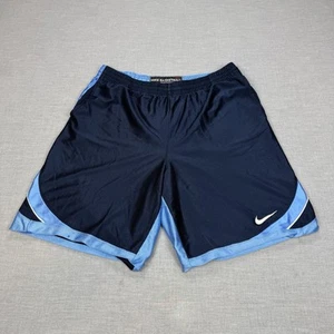 VINTAGE Nike Basketball Shorts Mens XL Blue Carolina Shiny Baggy Dazzle Y2K 90s - Picture 1 of 12