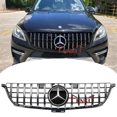Front Bumper Grille For 2012-2015 Mercedes Benz ML-Class W166 Gloss Silver Grill - Image 1 of 4