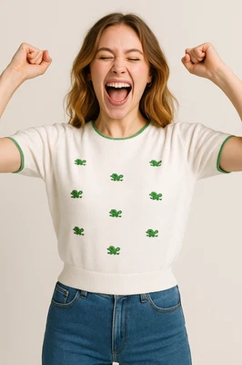 Suéter Acrílico Blanco Rochelle Años 70 De Colección Nuevo Con Etiquetas Verde Bordado Tortugas Para Mujer M Foto 1 de 4