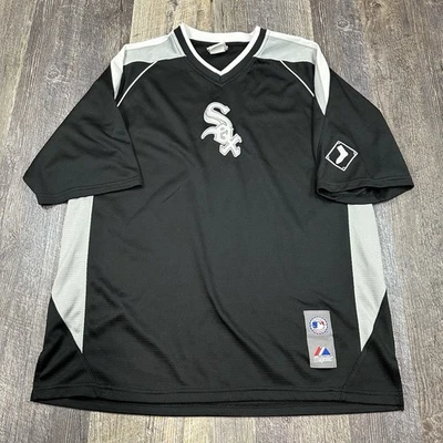 Camisa Jersey Majestic Chicago White Sox MLB Para Hombre Talla Mediana Negra Gris Cuello en V Foto 1 de 4