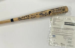 1980 Philadelphia Phillies World Series Team Signed Bat (33 Signatures) & Ball - Picture 1 of 14