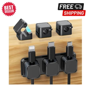 Clips de Câble Magnétiques, Organisateur de Cordon Amélioré 6+1 Set avec Base Magnétique 3 en 1, - Photo 1/10