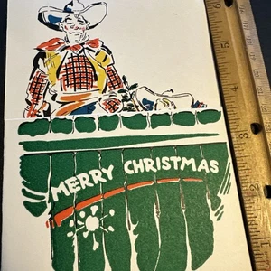 Tarjeta de Navidad De Colección Mcm Hombre Vaquero Leander Divertido Hijo Papá Cerca - Imagen 1 de 8