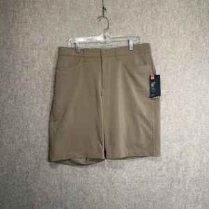 Under Armour Golf Shorts Mens Size 34 Khaki Stretch HeatGear Loose Fit 11in - Picture 1 of 15