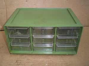 Vintage Akro Mils Kleinteileschrank mit 9 Schubladen grün Kunststoff - Bild 1 von 7