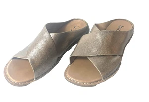 Bionica Damen-Sandale 9,5 m goldfarben Leder gekreuzte Riemen Pantolette Sommer Freizeit Slipper - Bild 1 von 10