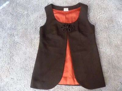 VTG Exclusive Fashions By Park/Seoul, Korea Brown Oriental Vest W/Frog Button - Image 1 of 4