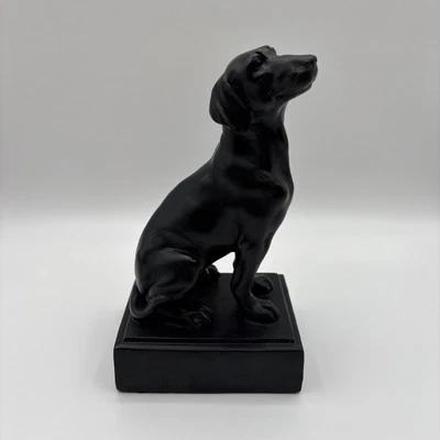 Escultura Labrador Preto Cachorro Sentado 8,5" Resina Poli Pesada Brilho Montado Quadrado - Imagem 1 de 4
