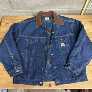 VTG 1994 Carhartt Aztec Blanket Lined Cowboy Trucker Jean Jacket Detroit XL - Picture 1 of 11
