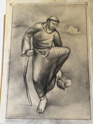 EVERETT GEE JACKSON DRAWING MISSION PORTRAIT CACTUS 古董 著名加州 — 第 1/4 张图片
