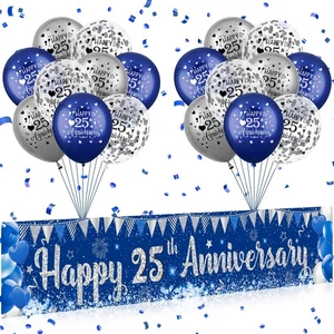 Argento 25° Anniversario di Matrimonio Decorazioni per Uomo Donna Argento Felice 25° A... - Foto 1 di 7