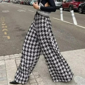 NWT Storets Milla Houndstooth Print Wide Leg Pants S/M - Picture 1 of 16