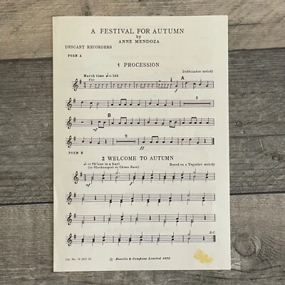A Festival For Autumn Descant Recorders Welcome To Autumn Sheet Music  - Image 1 of 2