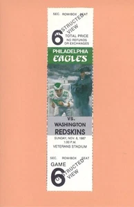 Washington Redskins Philadelphia Eagles 11-8-1987 ticket Super Bowl XXII season - Picture 1 of 2