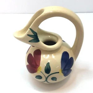 VINTAGE PURINTON PENNYLVANIA DUTCH POTTERY CERAMIC HONEY SYRUP JUG PETAL PATTERN - Picture 1 of 12