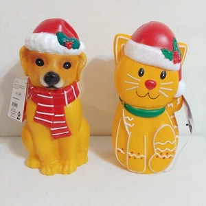 Weihnachten Blasform 11" Tischplatte Hund Golden Retriever und Lebkuchen Katze  - Bild 1 von 10
