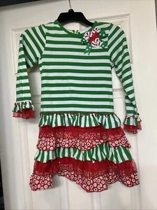 Abito natalizio rosso e verde bambina rare edizioni taglia 6X manica lunga - Foto 1 di 6