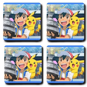 Ash Ketchum Pokemon Champion - Untersetzer Geschenkset Untersetzer - Anime Manga Pikachu - Bild 1 von 2