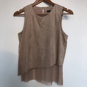 ZARA Sleeveless Faux Suede Top Ladies Girls Women’s Beige Size Small - Picture 1 of 19