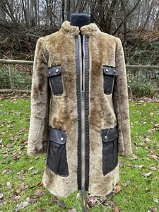 Everskin 60s Beaverlamb Sheepskin Brown Leather 2 Way Zip Womens Coat 4 Pockets - Picture 1 of 19