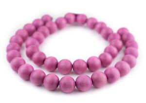 Magenta Round Natural Wood Beads 20mm Pink Large Hole 16 Inch Strand