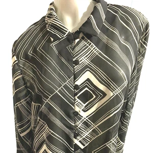 Women’s Coldwater Creek Black and White Striped Career Blouse Size 8 10 Medium - Picture 1 of 10