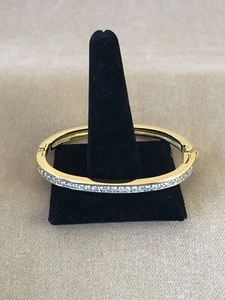 Bracciale con Cerniera Swarovski Swan Firmato Cristallo Tono Oro - Foto 1 di 15