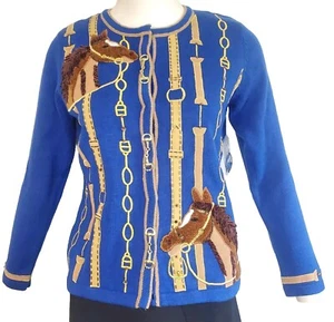 Vintage Berek Reitsport Pferd Strickjacke Pullover Kentucky Derby Gr. S mit Etikett - Bild 1 von 10