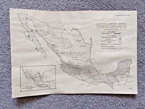 Antique/Vintage Map of 16th Century Mexico - 1951 Print - Picture 1 of 1