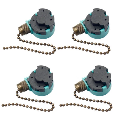 ZING EAR Pull Chain Ceiling Fan Switch 3 Speed 4 Wire ZE-268S6 Antq Brass 4PCS - Image 1 of 4