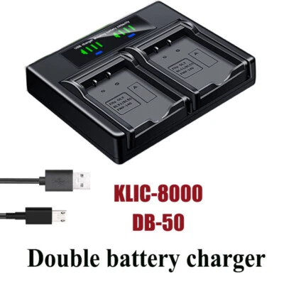 Dual Battery Charger For Kodak KLIC-8000 Pocket Video Camera PlaySport ZX1 ZXD - Image 1 of 4