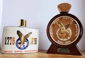 2 OMB Fraternal Order of the Eagles US Bicentennial & Diamond Jubilee Decanters - Picture 1 of 24