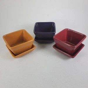 simple additions pampered chef Purple,gold,Burgundy Bowls With Trays 4" - Picture 1 of 13