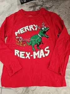 CHRISTMAS T-shirt CHILDREN’S PLACE LONGSLEEVE MERRY REX MAS Sz 4T - Picture 1 of 7