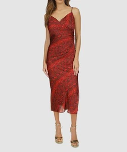 Michael Kors Women's Red Python Surplice Neck Chain Strap Slip Dress Size XL - Picture 1 of 4