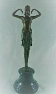 VINTAGE ESTATE DECO  BRONZE FIGURE OF YOUNG LADY AFTER CHIPARUS #17019 - Picture 1 of 8