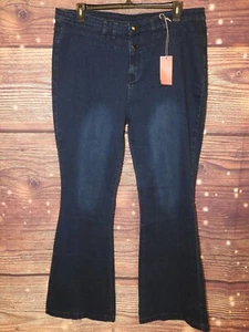 NWT Flamingo High Rise Flare Leg Jeans Dark Rinse Wash Size 22/24 XXXL 3X - Picture 1 of 5